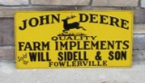 Vintage John Deere Farm Implements Dealership Embossed metal Sign 24