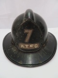 Antique Kenockee Township (Michigan) Fireman's Helmet w/ Leather Badge