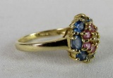 Beautiful 14k Gold and Multicolor Ladies Cocktail Ring, Size 8