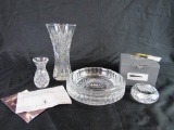 Beautiful Lot of (4) Pieces of Waterford Crystal- Vases, Ashtray, Paperweight