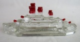 Antique Glass Battleship Candy Container w/ Original Metal Base