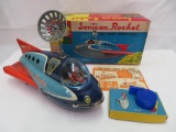 Outstanding Antique Japan Tin Battery Op Sonicon Space Rocket Toy MIB