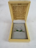 Beautiful Sterling Silver and Jade Whale Tail Earrings