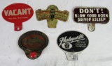 Lot (5) Antique Metal Automobile License Plate Toppers