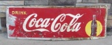 Antique 1947 Dated Coca Cola Metal Sign 18 x 52