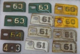 Lot (12) Antique Michigan License Plate Metal Tabs