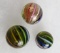 Lot (3) Excellent Signed Rolf Wald Contemporary Art Glass Studio Marbles Caged Ribbon/ Sparkle Lutz