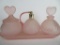 Beautiful Vintage Vanity Pink Frosted Glass Perfume Bottle Set with Tray