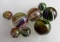 Lot (8) Excellent Signed Rolf Wald Contemporary Art Glass Studio Marbles Caged Ribbon/ Sparkle Lutz