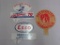 Lot of (3) Vintage Gas & Oil Advertising License Plate Toppers - Speedway '79 Gas, Esso, Presto-lite