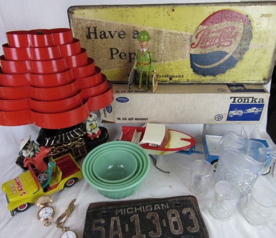 Antique Auction- Toys, Badges, Advertising, Glass+
