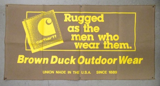 Vintage Carhartt "Brown Duck Outdoor Wear" Dealer Advertising Store Display Banner, NOS