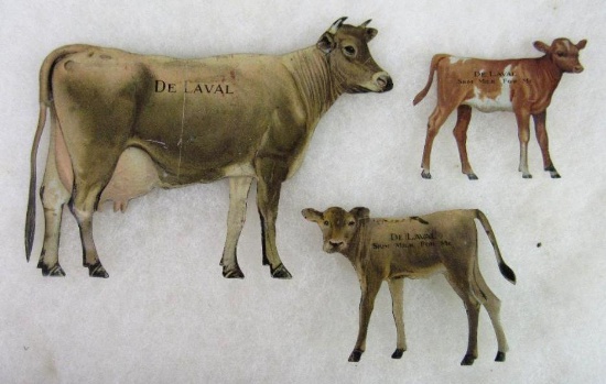 Antique DeLaval Cream Separator Tin Litho Cow & Calfs Lot