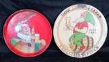 Lot of (2) Vintage Beer / Brewery Advertising Metal Serving Trays Inc. Falstaff, Piel's