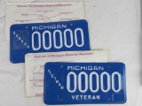 (2) Vintage 1990's Michigan Sample License Plates- Vietnam & Korean War Veterans