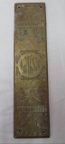 Antique Highly Ornate Brass Door Push Sign