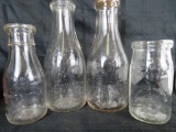 Lot of (4) Antique Embossed Glass Milk Bottles, Detroit Michigan