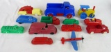 Grouping Antique 1950's Hard Plastic Toy Vehicles- Ideal, Renwal, Irwin, Hasbro+