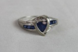 Beautiful 18K White Gold Sapphire and Diamond Ladies Cocktail Ring