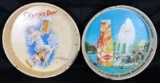 Lot of (2) Vintage Beer / Brewery Advertising Metal Serving Trays Inc. Olympia & Grain Belt