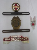 Lot of (4) Vintage Advertising Metal License Plate Toppers - Goodrich Silvertown, Wauseon Dodge