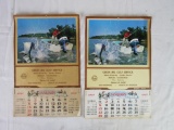 (2) Vintage 1967 Gulf Service Station Advertising Calendars- Detroit- Fishing Scene