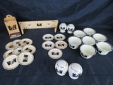 Large Lot of Vintage Hall Tavern Silhouette Kitchenware / S& P, Custard Cups, Papertowel Holder,