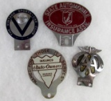 Lot (4) Antique/ Vintage Automobile License Plate Toppers