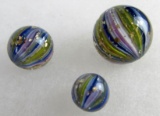 (3) Excellent Signed Rolf Wald Contemporary Art Glass Studio Marbles Mica/ Onion Skin