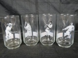 Vintage Set of (4) United Oil Co. / Pepsi-Cola Promotional Baseball Drinking Glasses