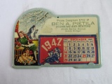 Excellent Antique 1942 Tin Litho Advertsing Calendar