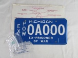 Vintage 1990's Michigan Sample License Plate- EX POW Prisoner of War