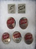 Group (7) Vintage Schlitz Beer Brewery Employee Badges