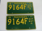 Pair of NOS 1977 Michigan Half Year License Plates