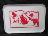 Antique Edna Lewis 2 Pigs and Wolf Porcelain Serving Tray
