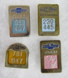 Lot (4) Antique Chevrolet Employee Badges- Flint, Saginaw Plants