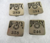 Lot (4) Antique Duplex Employee/ Worker Badges