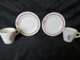 Lot of (2) Vintage 1950's Reddy Kilowatt Restaurant Stoneware Advertising Cup and Saucer Sets
