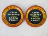 Lot of (2) Antique Regal Gold Spur Ale Beer Advertising Tip Trays