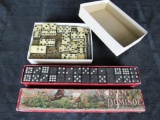 Lot of (2) Antique Dominoe Game Sets Inc. Nubian Dominoes, Primitive