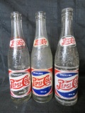 Lot of (3) 1940's Post WWII Pepsi-Cola Double Dot Glass Pop Bottles
