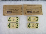 (2) Sets Rare 1943 Michigan Metal License Plate Tabs in Original Envelopes