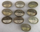 Lot (10) Antique Fisher Body (General Motors) Employee Badges- Flint Plant