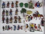 Large Grouping Antique Cast Metal Figures- Barclays, Manoil, Indians, Train Porters Etc.