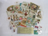 Collection of Antique Victorian Advertising Trade Cards and Cigar metal Tabs
