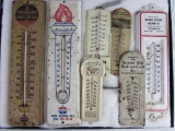 Grouping of Antique Metal Advertising Thermometers- Standard Oil, Pure Oil, Mid-States Wire++