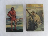 (2) Antique WWI Era Kasper Coffee Trade Cards- Doughboy Soldier, & Pilot