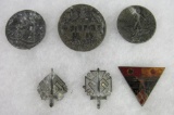 Lot (6) WWII Nazi Germany Tinnies/ Pins