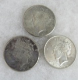 Lot of (3) US Peace Silver Dollar Coins 1922,1923,1927