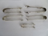 Lot of (5) Antique Sterling Silver Tongs, 207g Total Wt.
